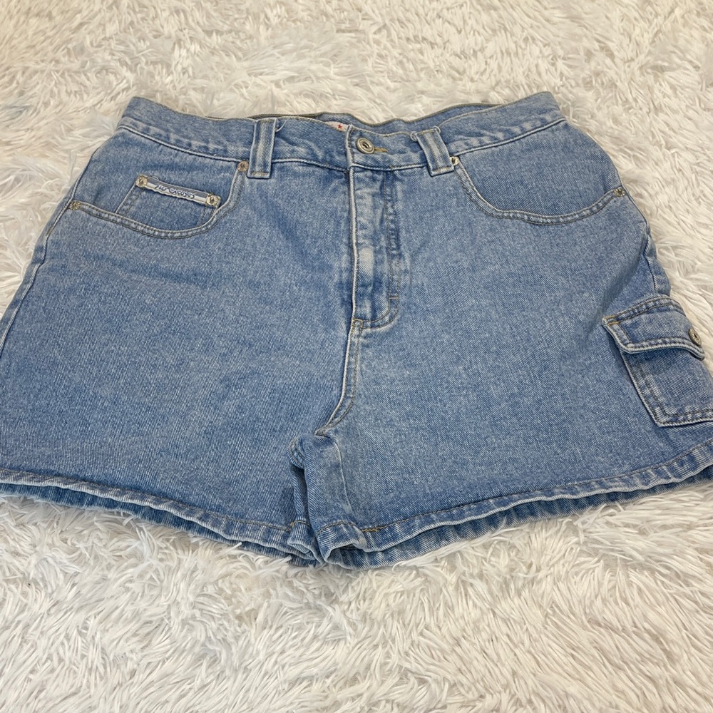 NO EXCUSES SIZE 12 Denim Blue Women's Shorts CARGO POCKET